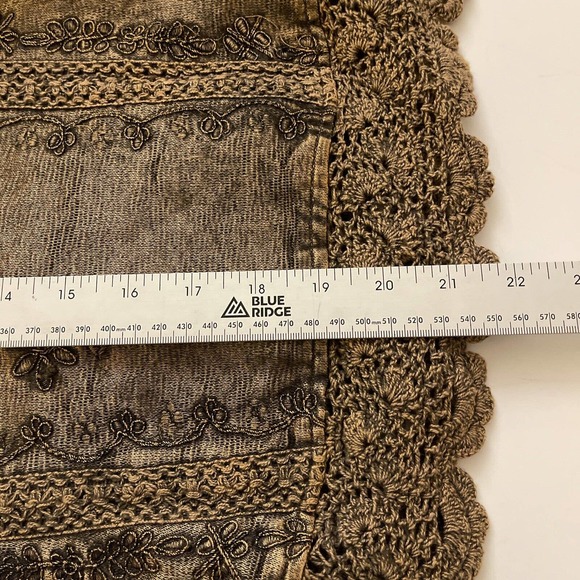 Vtg Metallic Medium Embroidered Crochet Lace Boho Flashback Blazer Jacket Women - Picture 9 of 16